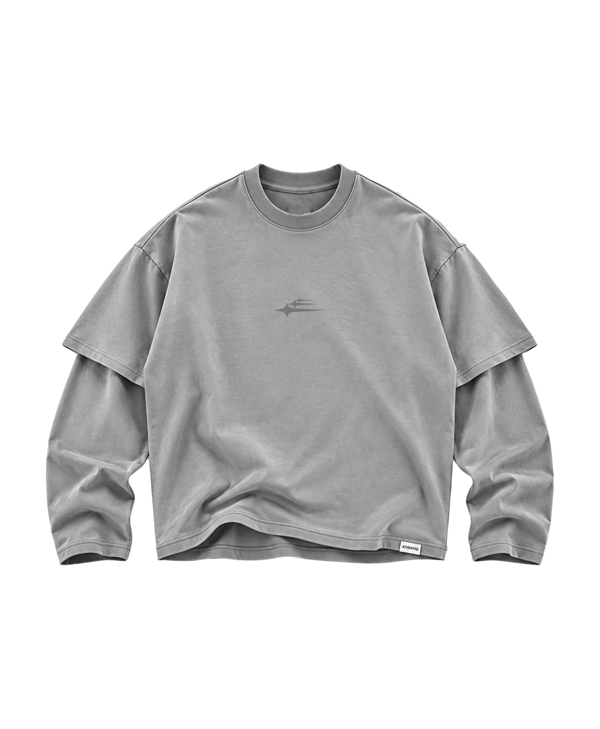 ATHENTIQ LOGO WASHED DOUBLE LAYER TEE