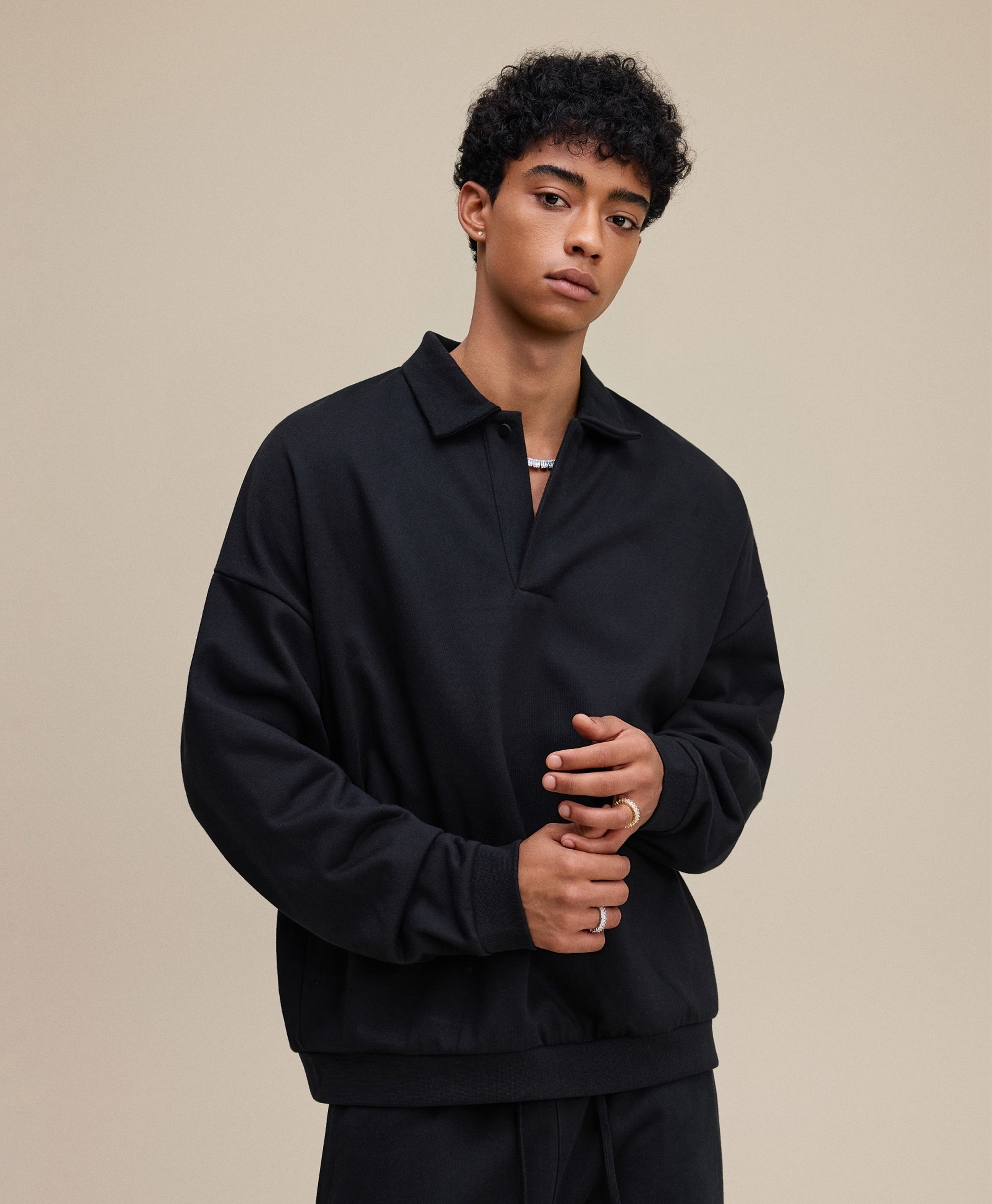 ATHENTIQ FLEECE POLO SWEATER