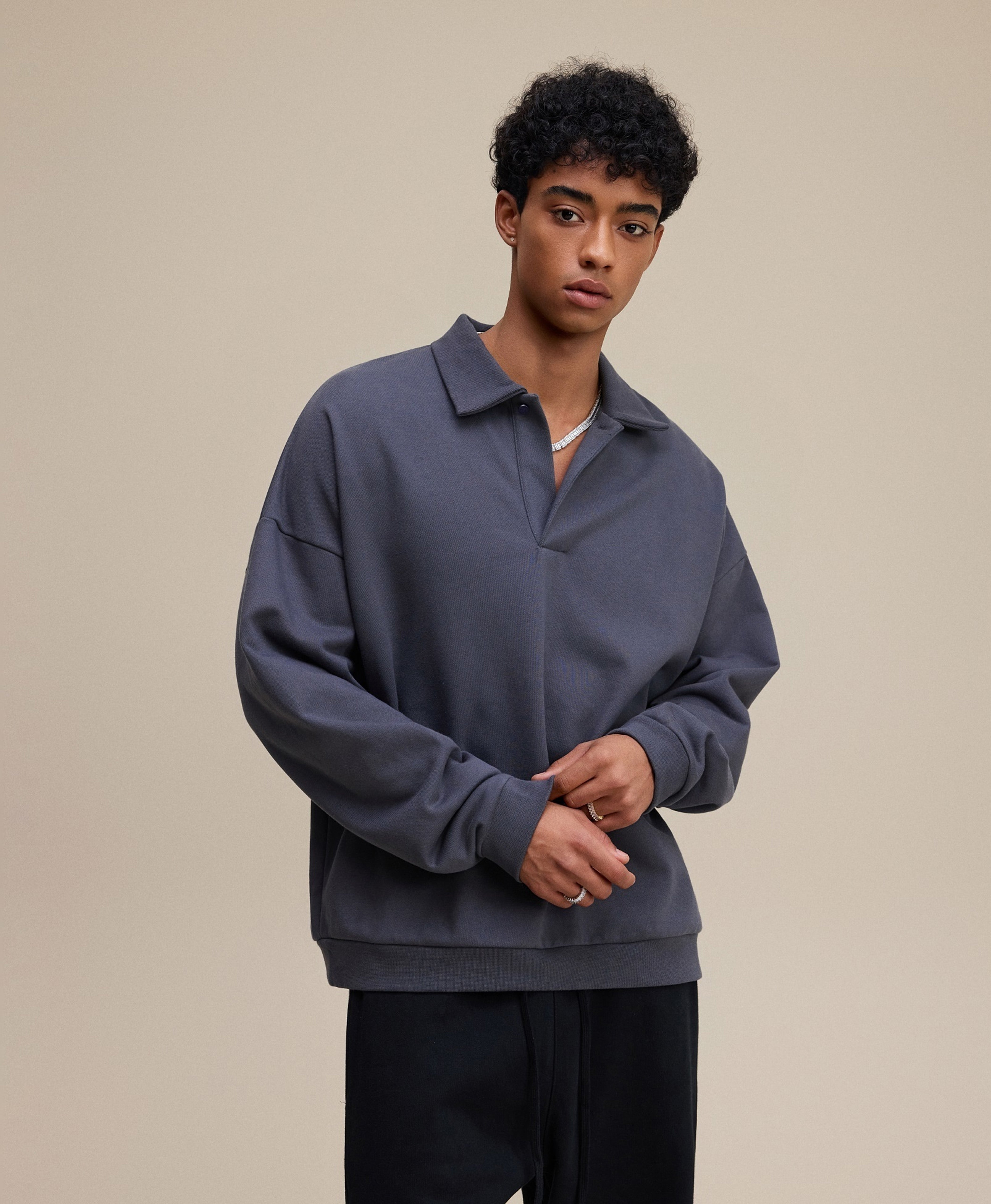 ATHENTIQ FLEECE POLO SWEATER
