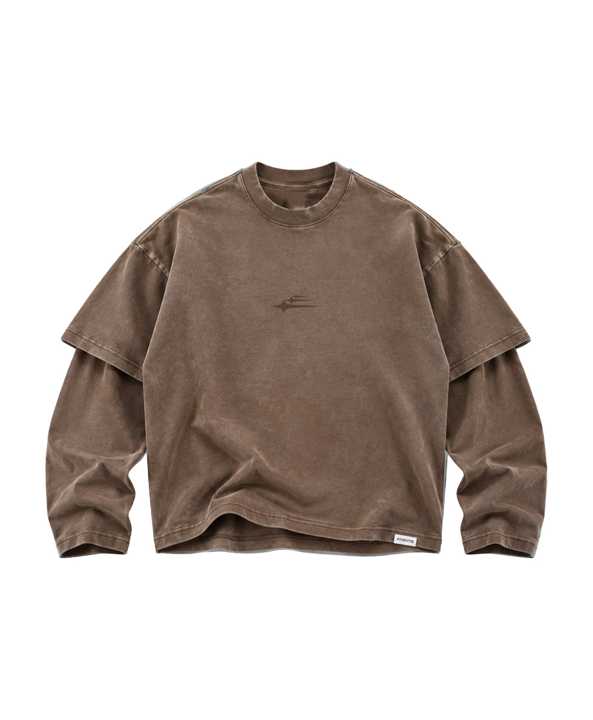 ATHENTIQ LOGO WASHED DOUBLE LAYER TEE