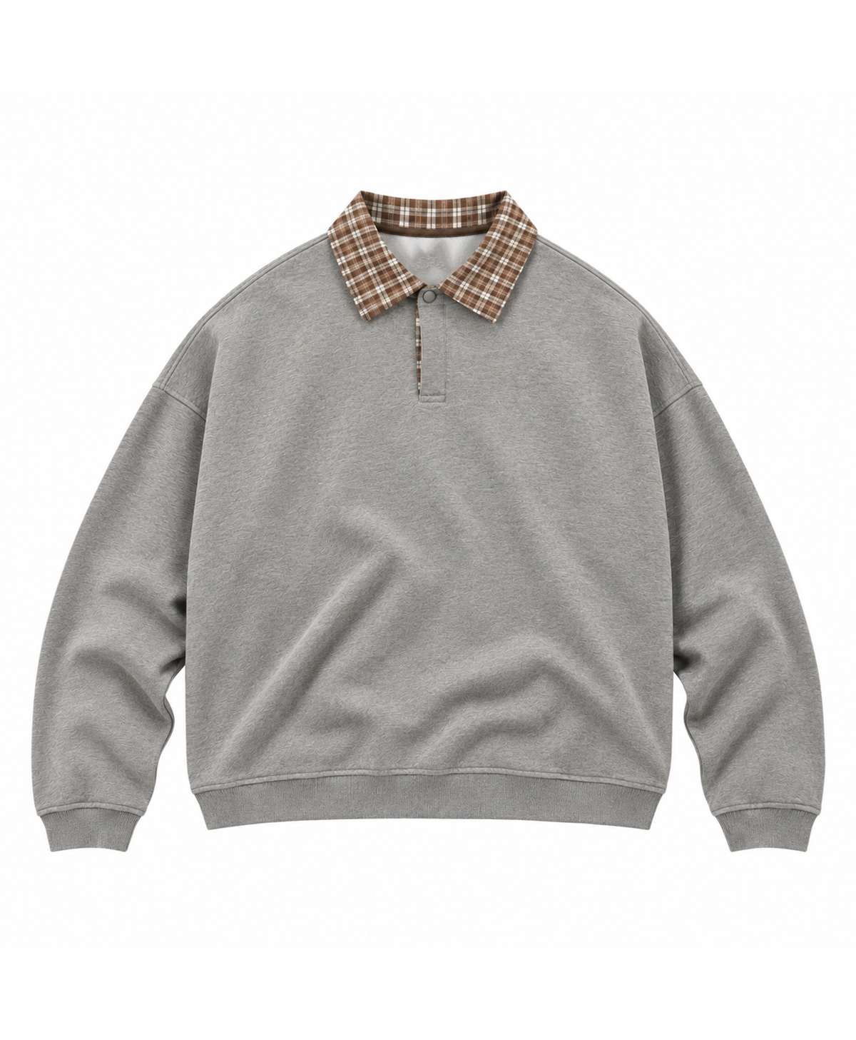 ATHENTIQ PLAID PANEL POLO SWEATER
