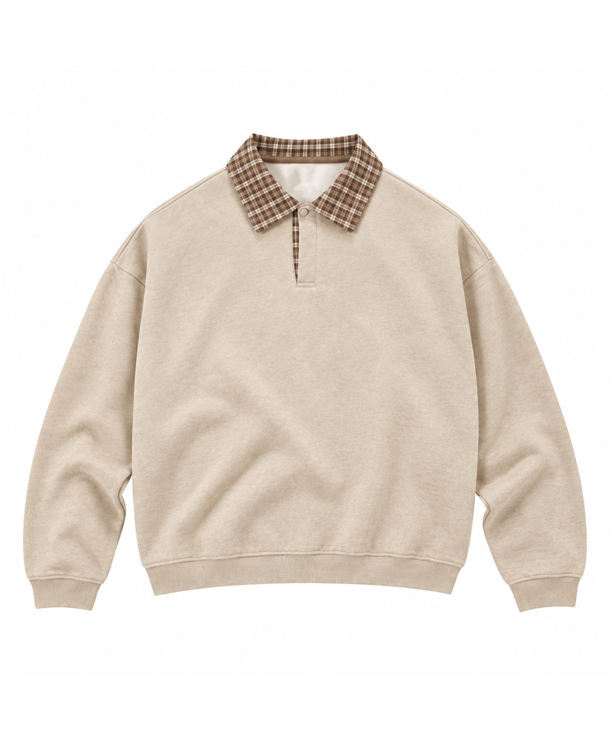 ATHENTIQ PLAID PANEL POLO SWEATER