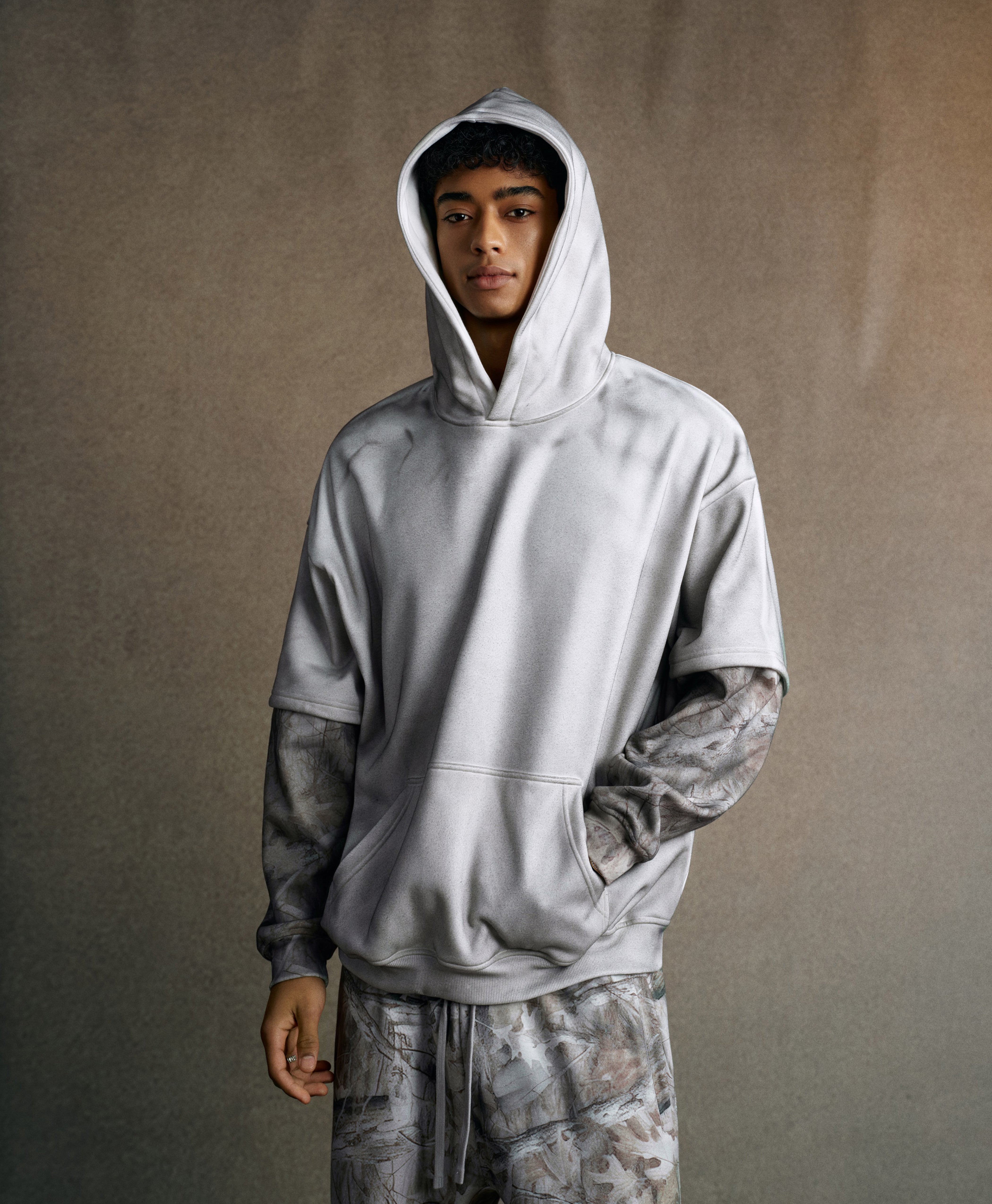 FADED TWO LAYERS CAMO HOODIE