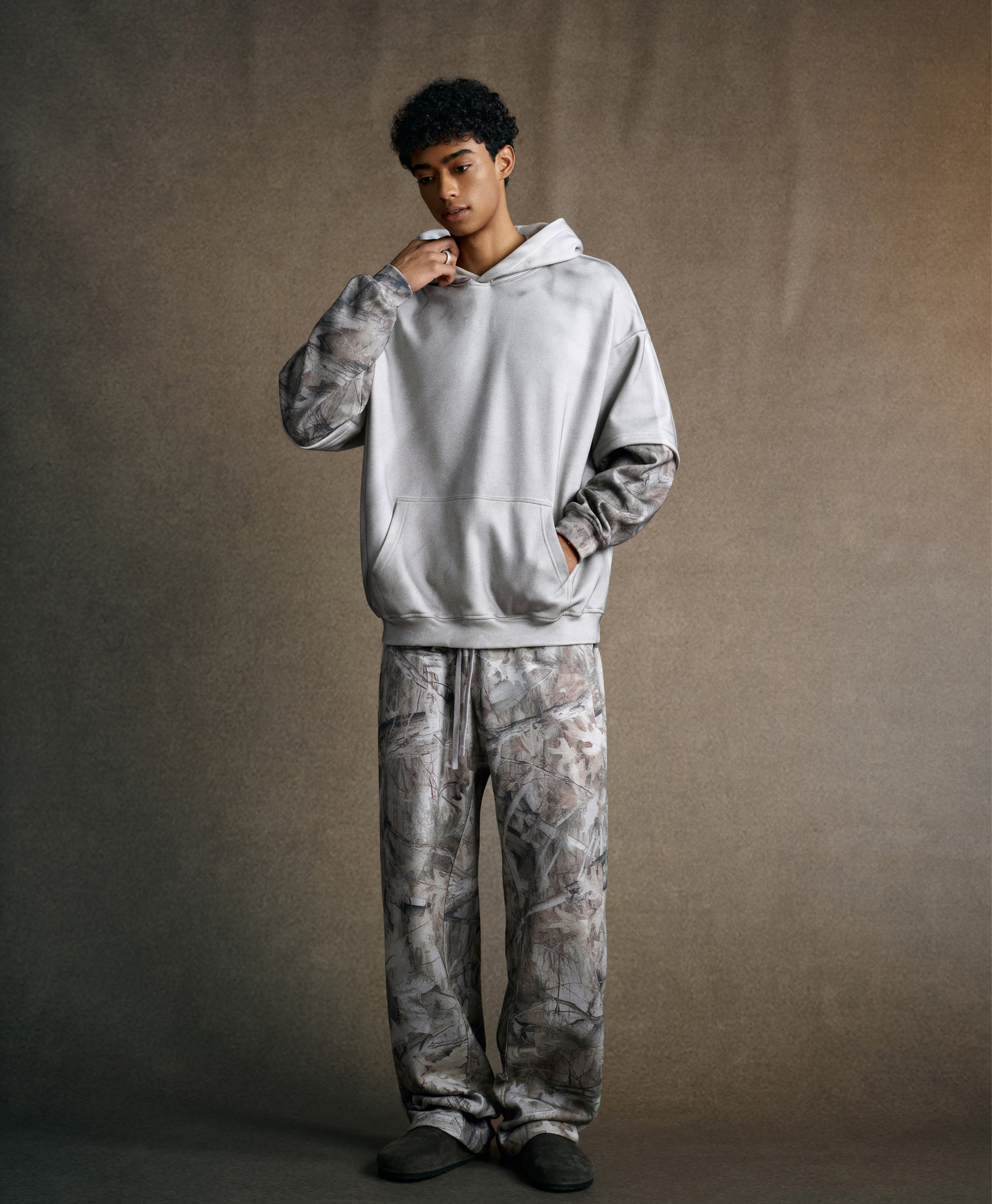 FADED TWO LAYERS CAMO HOODIE