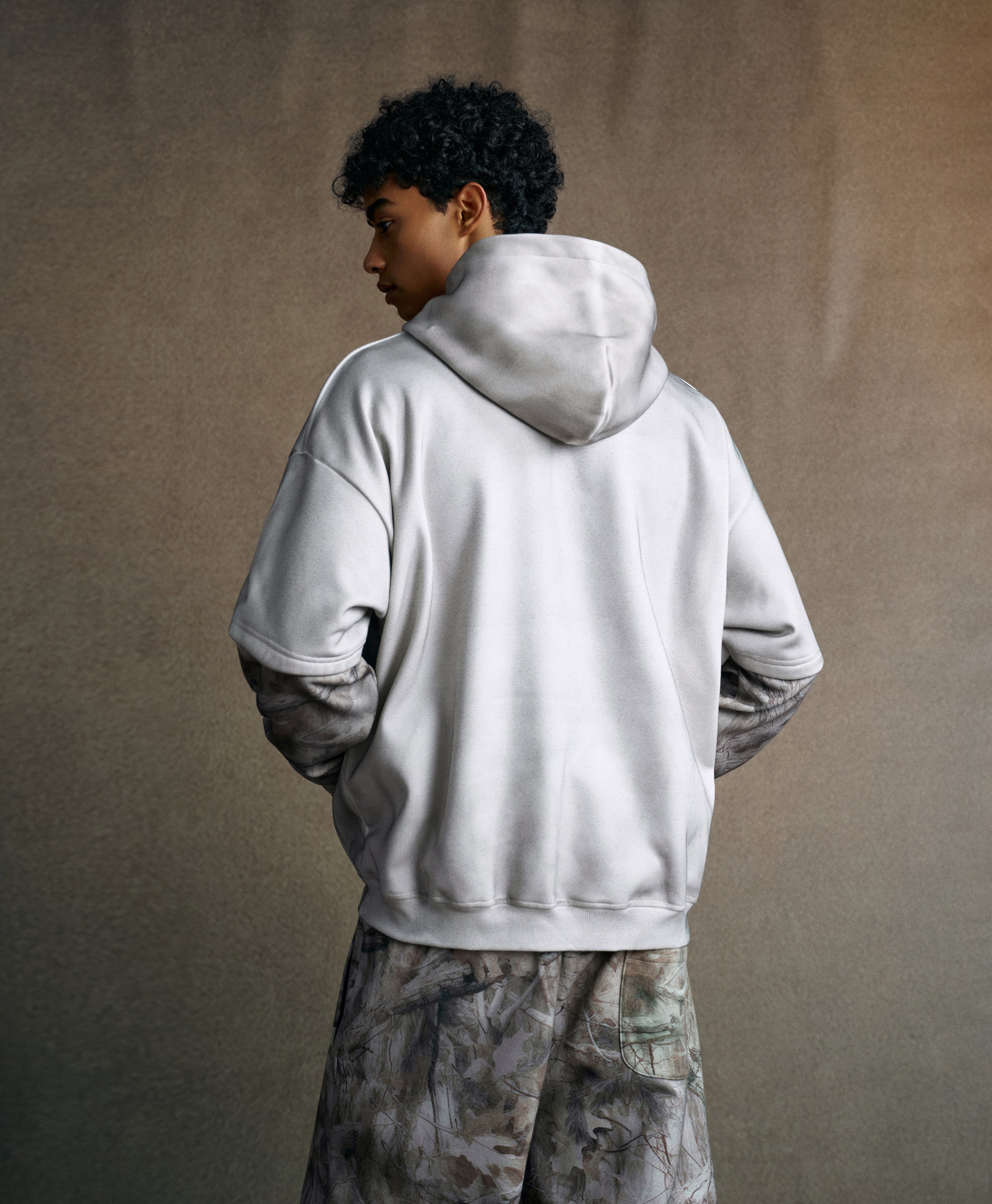 FADED TWO LAYERS CAMO HOODIE